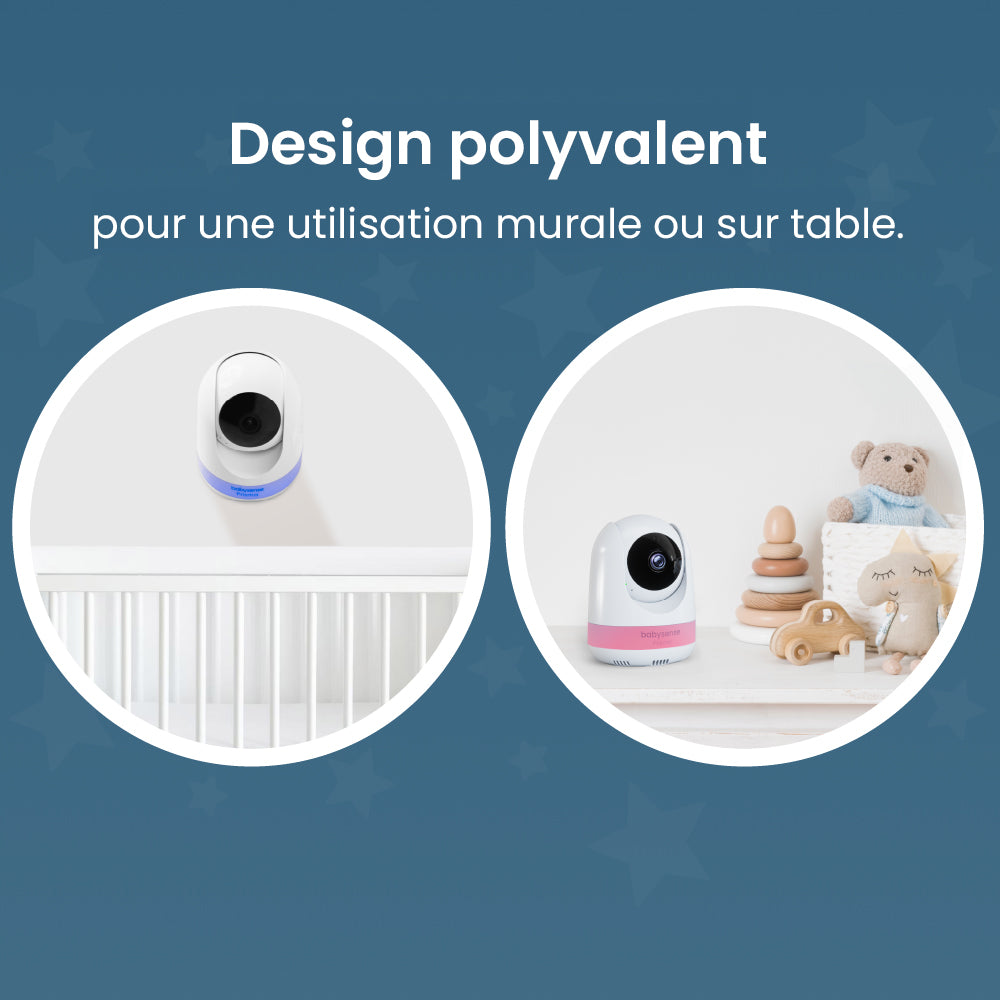 Babysense Prisma : Moniteur Vidéo Bébé avec 2 Caméras, Sans WiFi, Écran Divisé, Veilleuse et Machine à Sons