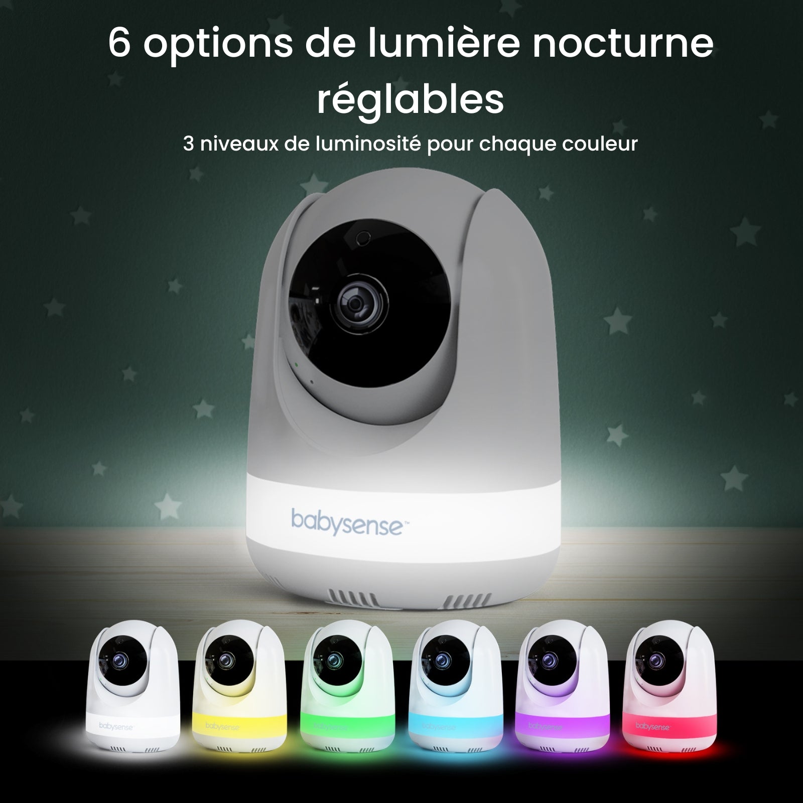 Babysense Max View: Video Baby Monitor with 2 cameras, Non Wifi, Split Screen, Night Light & Sound Machine
