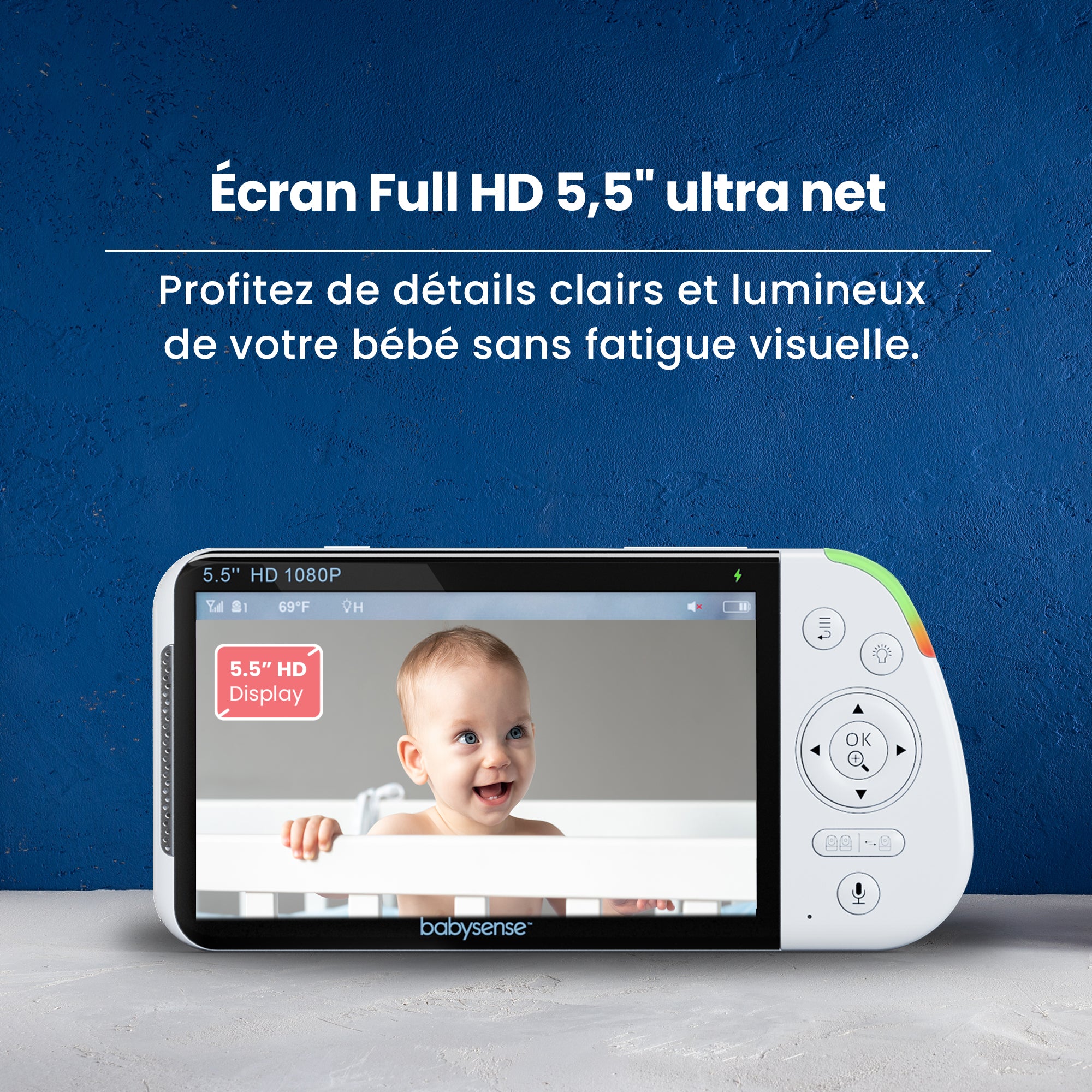Babysense MaxView PRO: Video Baby Monitor with 1 Camera, Non Wifi, Split Screen, Night Light & Sound Machine