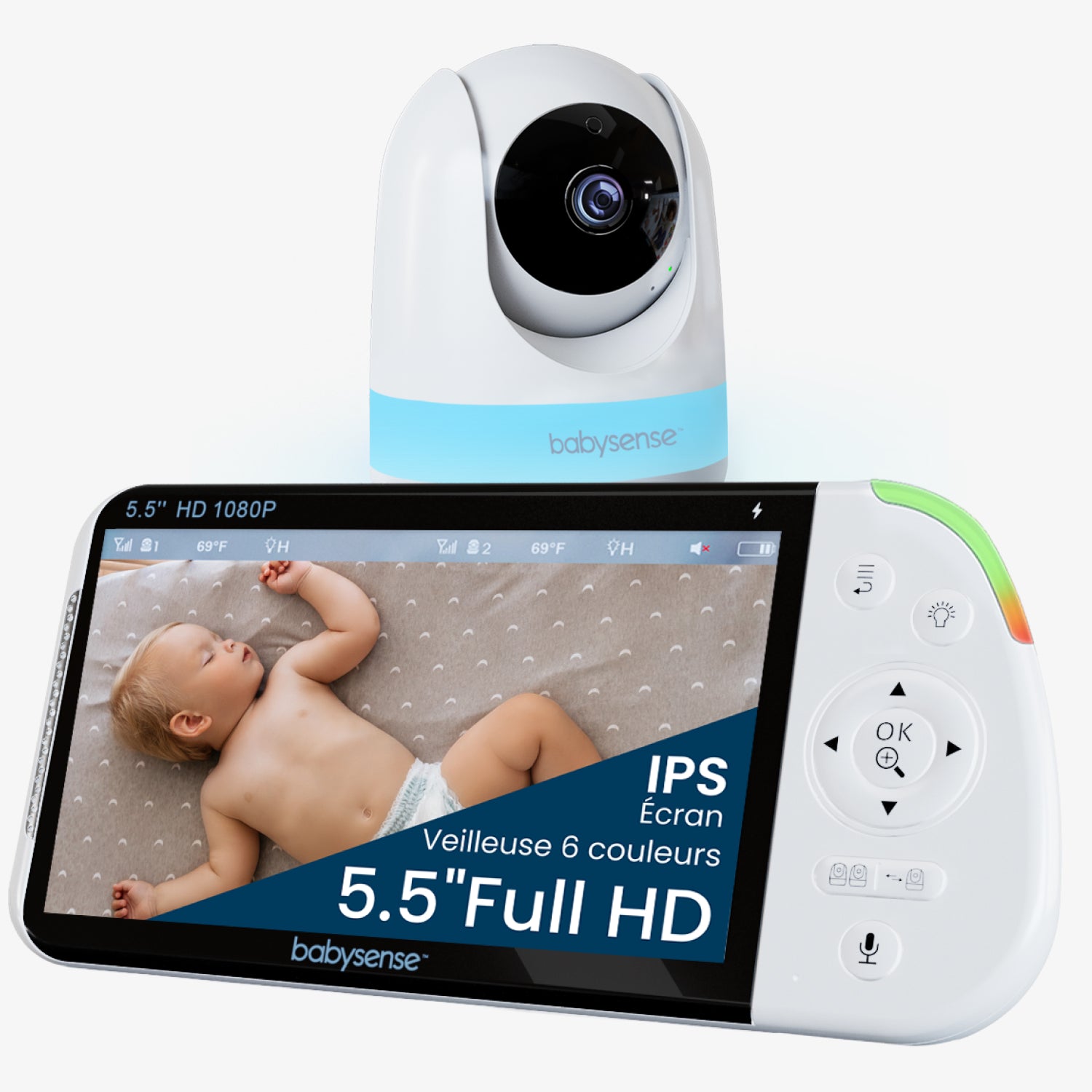 Babysense MaxView PRO: Video Baby Monitor with 1 Camera, Non Wifi, Split Screen, Night Light & Sound Machine